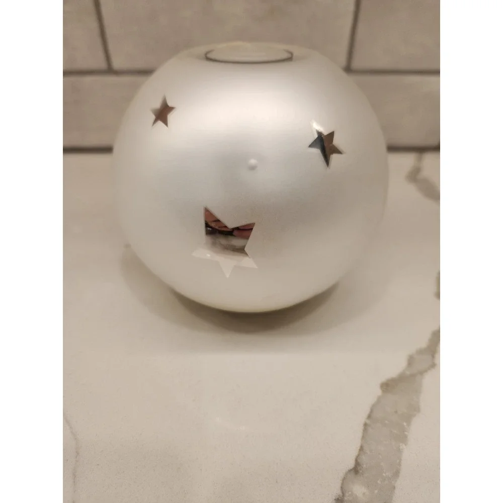 Vtg.Dept 56 Frosted Mercury Glass Votive Candle Holder Silver Stars‎ Celestial
